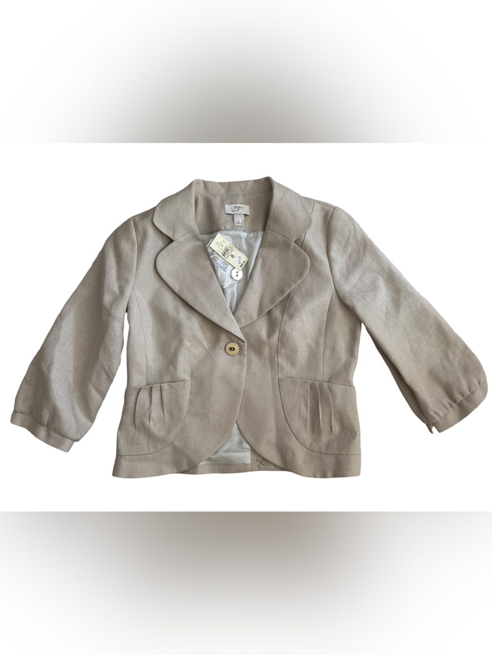 LOFT Light Beige Women's Peplum Blazer - Single Button